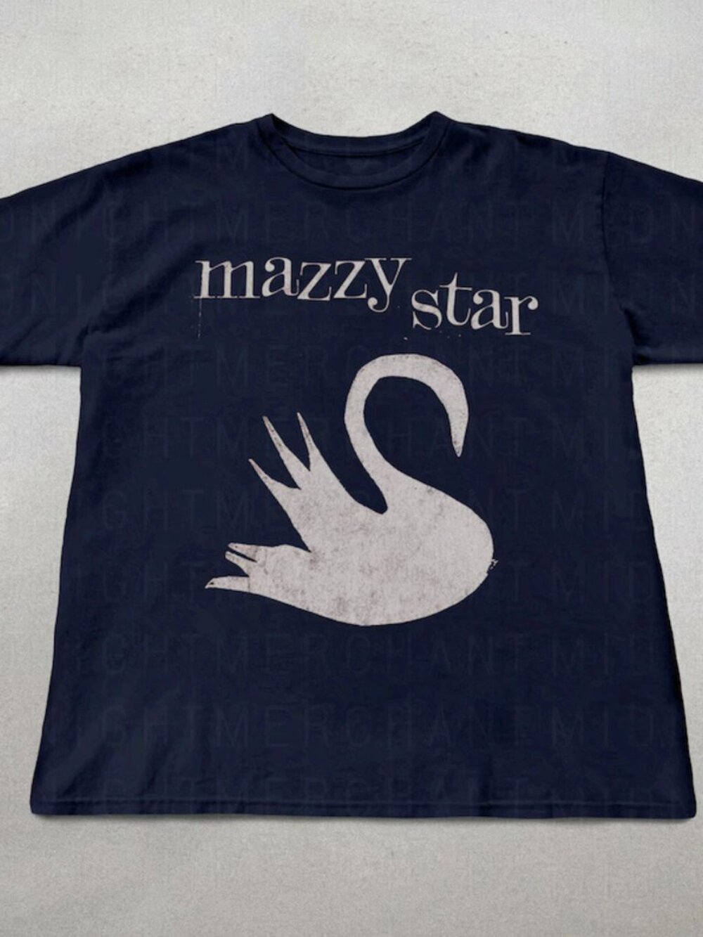 Mazzy Star Swan Navy Blue Graphic Tee Dream Pop Band Merch